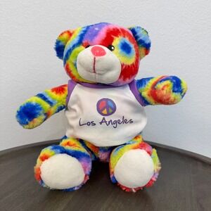 Peace Pals Los Angeles Tie Dye Plush Teddy Bear Stuffed Animal Toy Kids